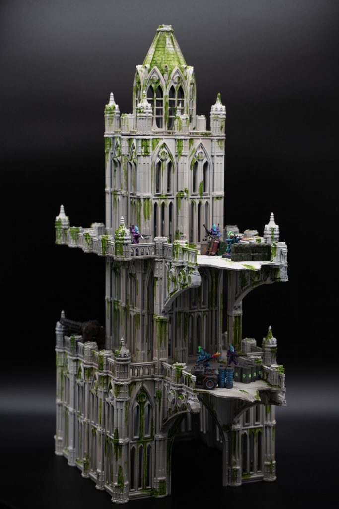 Large PLA printed ruin painted in an overgrown style